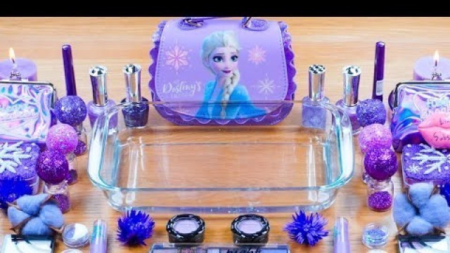 'Purple Frozen Elsa w CLAY★Mixing makeup eyeshadow into SLIME★ASMR★Satisfying Slime Video #007'