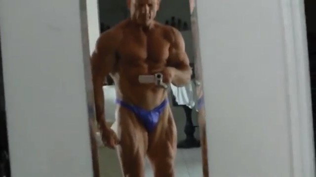 'mature muscle man flexes 3 old man'