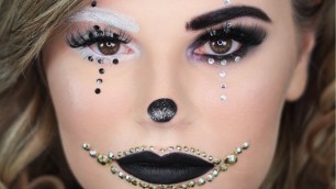 'Black & White Rhinestone Clown | Halloween Makeup Tutorial'