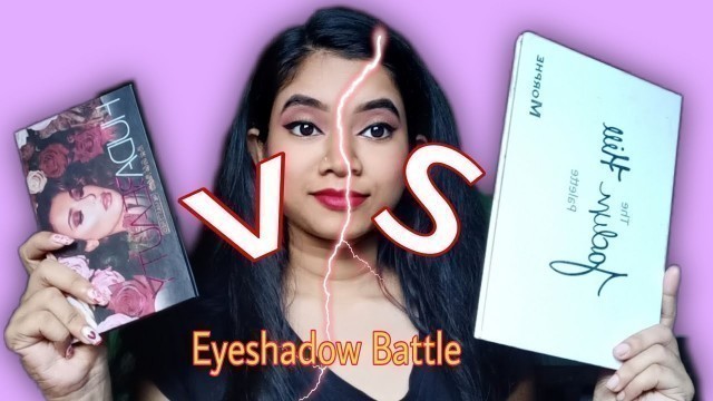 'Huda Beauty Rose Gold palette Vs Morphe Jaclyn Hill Palette||Eye shadow battle ||Review +Demo'