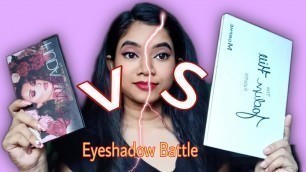 'Huda Beauty Rose Gold palette Vs Morphe Jaclyn Hill Palette||Eye shadow battle ||Review +Demo'