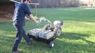'Core (plug) Lawn Aerator on Grillo G110 walk-behind tractor'