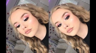 'soft pink glitter cut crease | prom makeup tutorial'