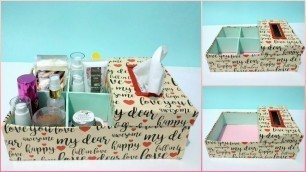 'DIY Makeup Storage From Shoe Box | Makeup Organizer From Waste Shoe box'