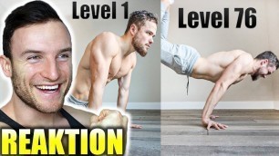 'Sascha Huber reagiert auf PUSH UPS von Level 1 bis Level 80 | NEXT Workout'