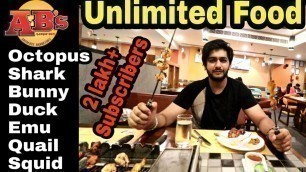 'Unlimited Food @ Absolute Barbeque after lockdown  | Eating Octopus Shark Bunny Duck Quail Emu Squid'