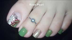 'Easy Fall Leaves Toe Nail Art Tutorial- DIY Pedicure Nail Art | Rose Pearl'