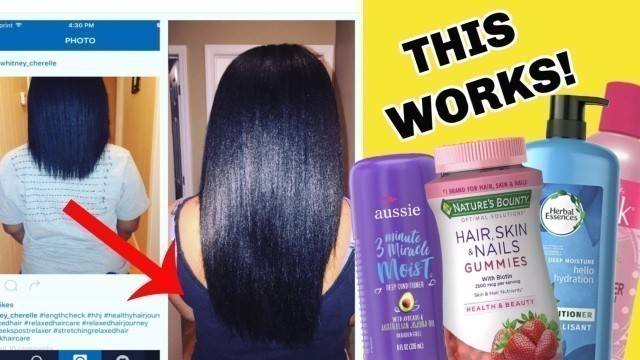 'How this DRUGSTORE Hair Routine GREW her RELAXED hair PAST HER SHOULDERS| Hair Vitamins, ORS Relaxer'