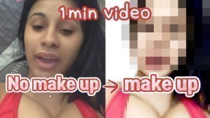 'ipad drawing as makeup in a cardi b no makeup picture'