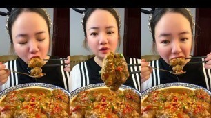 'Asmr Eating Seafood Spicy Challenge  Chinese Food Eating | Pig Brain Flower'