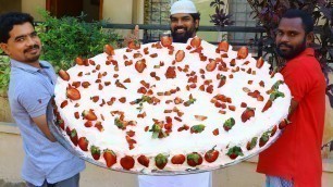 'Cake Recipe | Big Size Strawberry Cake Recipe | New Year Cake | Biggest Cake for Kids | Nawabs'