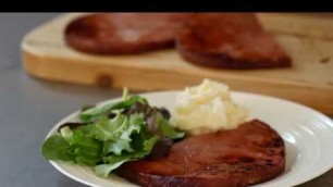 'Grilled Honey Bourbon Ham Steak Recipe Video'