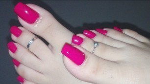 'Painting my Natural Long Toe Nails Hot Pink- PEDICURE-Paint Your Toe Nails Perfectly | Rose Pearl'