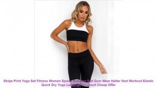 'Stripe Print Yoga Set Fitness Women Sports Running Suit Gym Wear Halte'