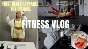 'FITNESS VLOG | FIRST HEALTH APPAREL TRY-ON HAUL & REVIEW, Apartment Friendly Upperbody & ab workout'