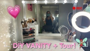 'DIY IKEA VANITY DESK DUPE!! + MAKEUP TOUR'