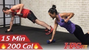 '15 Min Full Body Dumbbell Workout at Home for Women & Men - Weight Training Workouts for Strength'