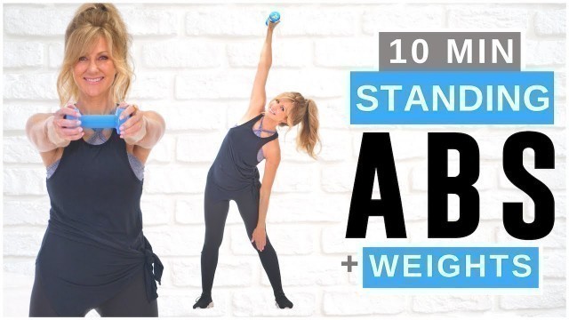 '10 Minute STANDING ABS Workout With Dumbbell Weights For Women!'