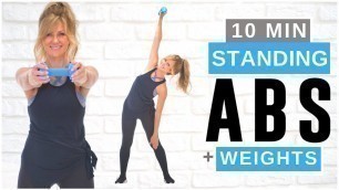 '10 Minute STANDING ABS Workout With Dumbbell Weights For Women!'