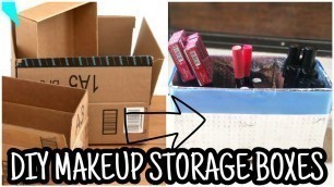 'DIY MAKEUP STORAGE BOX + ORGANIZER USING CARDBOARD BOX | lipstick collection, makeup collection 2020'