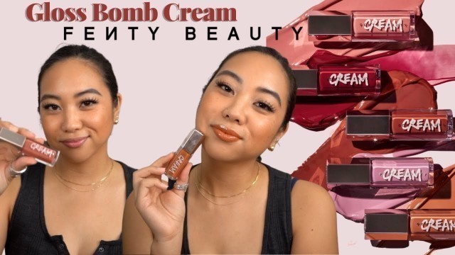 'FENTY BEAUTY GLOSS BOMB CREAM COLOR DRIP LIP CREAM | FULL COLLECTION SWATCHES | MEDIUM SKINTONE'