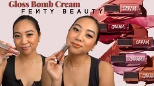 'FENTY BEAUTY GLOSS BOMB CREAM COLOR DRIP LIP CREAM | FULL COLLECTION SWATCHES | MEDIUM SKINTONE'