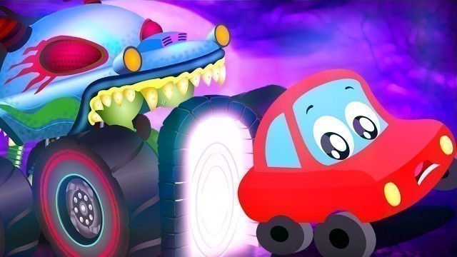 'Little Red Car Vs Haunted House Monster Truck | Car Cartoons For Kids'
