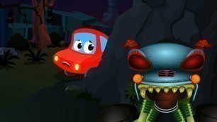 'Little Red Car And The Haunted House Monster Truck | Scary Monster Truck'