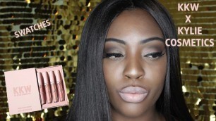 'KKWBEAUTY | KKW x Kylie Cosmetics | Swatches | Dark Skin | Brown Skin | WOC | Ashslay87'