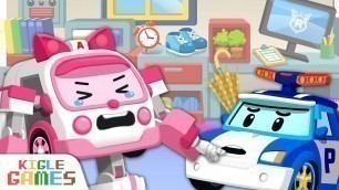 'Ambulance Is Crying! Let\'s Clean Up! Robocar Poli Cartoon | Police Car Fire Truck | KIGLE GAMES'