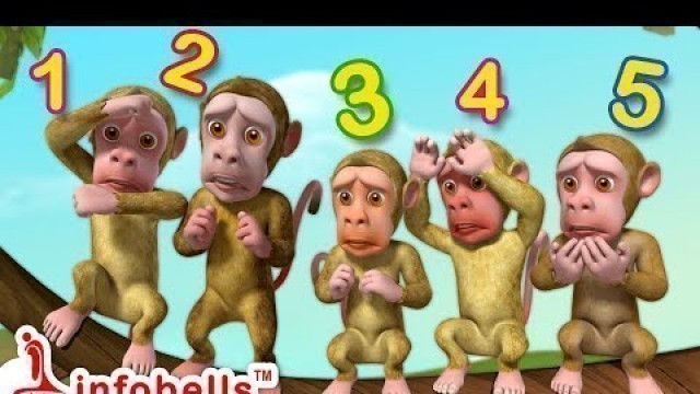 'Aidu Cinna Kotulu - Five Cheeky Monkeys | Telugu Rhymes for Children | Infobells'