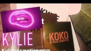 'KOKO by KYLIE COSMETICS eyeshadow pallet swatches and KKW lip kit'