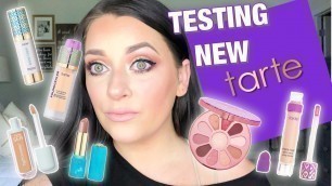 'TESTING NEW TARTE MAKEUP! HAUL, UNBOXING, AND FULL FACE!'