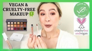 'Trying CLEAN/ VEGAN makeup brands | 2019 + chill GRWM | cruelty-free MAKEUP FINDS!!!!'