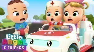 'Wheels on the Bus (Ambulance Version) | Rescue Song | Little Angel And Friends Kid Songs'