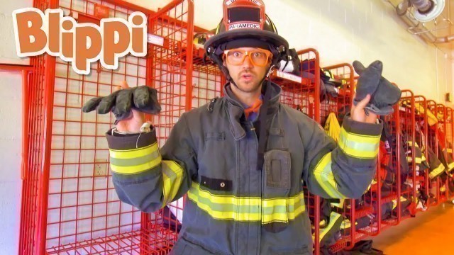 'Blippi Learns At The Fire Station Tour | Learn about Firefighters for Kids | Blippi Videos'