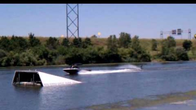 '7 year old kid water ski jumping at the pits...'