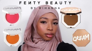 'Fenty Beauty Cream Bronzer & Blush Demo + Review (Teddy, Fuego Flush & Strawberry Drip)'