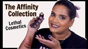 'Lethal Cosmetics - The Affinity Collection Lip Swatches on Tan Skin tone | Karen Harris Makeup'