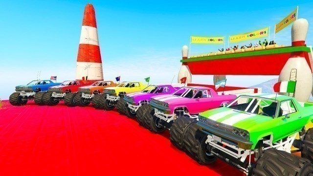 'LEARN COLOR MONSTER TRUCKS and OFFROAD cars 3D Cartoon for kids and babies!'