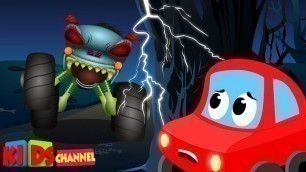 'LRC & HHMT | beware of the monster truck | little red car | haunted house monster truck'