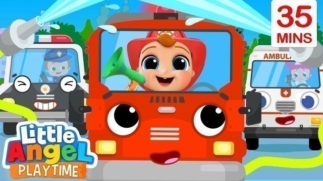 'Here Comes the Rescue Team | Policeman, Fireman, & Ambulance | Little Angel Kids Songs'