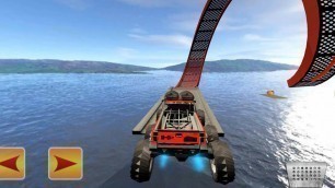 'impossible monster truck stunts jump - car gaming video android gameplay -'