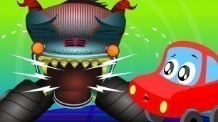 'Monster Truck Was Hunting | Little Red Car Videos For Children'