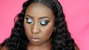 'Teal Smokey Eye + Nude Lips||BH Cosmetics Foil Eyeshadow Palette'