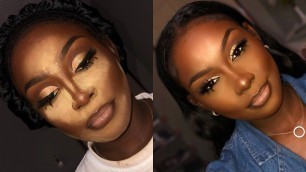 'UPDATED FOUNDATION ROUTINE ON DEEP DARK SKIN 2020 || Brittany Miller'