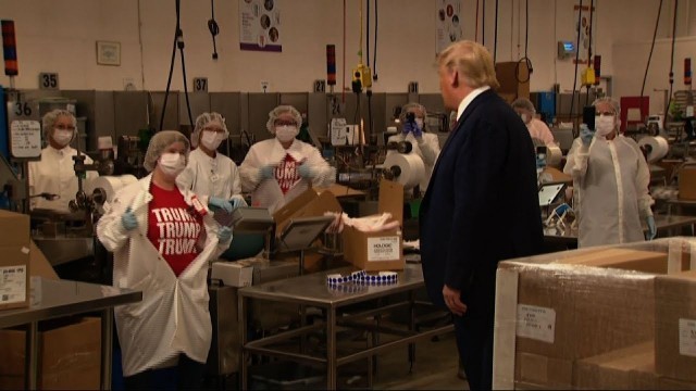 'Trump tours Maine medical swab manufacturing plant'