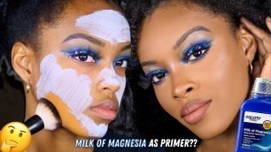 'TRYING MILK OF MAGNESIA AS PRIMER… IT’S GIVING CAKE 