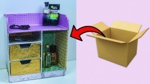 'DIY Makeup Organizer | How to make DIY easy and Useful Makeup Organizer Made with Cardboard Boxes'