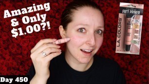 'LA Colors Cool Pink Smoothing Face Primer Review | Dollar Tree Makeup | Day 450 of New Makeup'